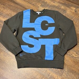 LACOSTE Contrast Lettering Classic Fit Cotton Sweatshirt Mens Medium M-4 Green